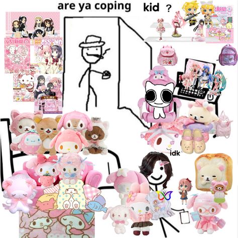 are ya coping kid? meme - cutecore version Are Ya Coping Template, Are You Coping Daughter Template, Are Ya Coping, I Made It, Dream Room, Made It, Hello Kitty, Kitty, Memes