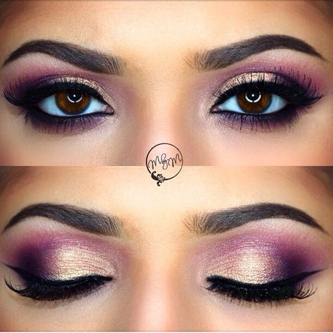 Today's glam on @makeupbymeggan feeling purple and pink 💗💜 #vegas_nay Purple Wedding Makeup, Gold Wedding Makeup, Gold Eyeshadow Looks, Purple Eyeshadow Looks, Purple And Gold Wedding, Gold Makeup Looks, Peach Makeup, Ulta Makeup, Gold Eye Makeup