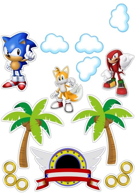 none Sonic Torte, Sonic Cake Topper, Topper Sonic, Sonic Birthday Cake, Bolo Sonic, Cartoon Birthday Cake, Sonic Cake, Fruit Birthday Party, Pj Masks Birthday Party