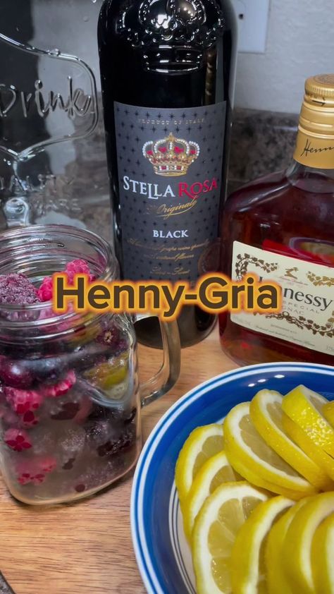 CAN I GET A REFILL??!? Now listen, imma tell y’all straight up, this one isn’t for the weak. This is for the real ones who down for it all! This Henny Sangria mix is nothing to play with but its very refreshing and will get you litty. 😂🍹 as always drink responsibly 😉 #hennythingispossible #hennessy | Jada Simpson | Elle Varner · Refill Wine Mixed Drinks Recipes, Hennessy Sangria, Henny Drinks Recipes, Hennessy Punch, Hennessy Sangria Recipe, Drinks With Hennessy Recipe, Hennessy Strawberry Lemonade, Stella Rose Black Mixed Drinks, Hennessy Drinks Recipes