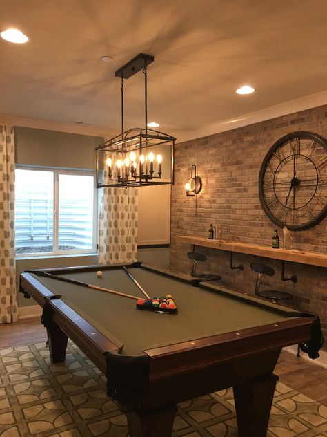 Game Room Basement Pool Table, Home Pool Room Ideas, Western Pool Table Room, Pool Table Area Basement, Skeeball Game Room, Loft With Pool Table, Rustic Pool Room Ideas, Pool Table Front Room Ideas, Pool Table Lounge Room