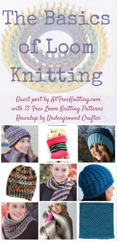 The Basics of Loom Knitting by AllFreeKnitting for Underground Crafter | Find out what you need to know to get started with loom knitting, and explore 13 free loom knitting patterns! Free Loom Knitting Patterns, Loom Knitting For Beginners, Round Loom Knitting, Circle Loom, Loom Hats, Loom Knitting Tutorial, Loom Knitting Stitches, Loom Knit Hat, Loom Crochet