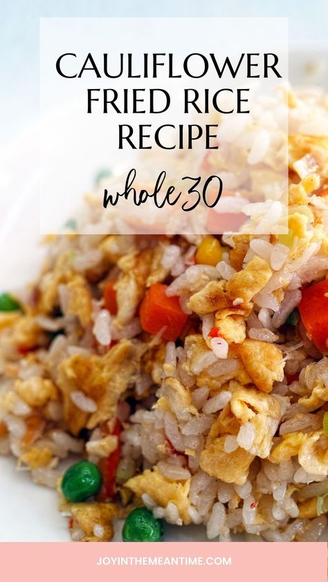 This Whole30 Cauliflower Fried Rice recipe is full of vegetables and ready in minutes for a budget-friendly meal the whole family will love! Prep it ahead of time for healthy packed lunches or easy dinners! Fried Riced Cauliflower Recipes, Whole 30 Fried Rice, Cauliflower Fried Rice Recipes, Whole30 Dinner, Healthy Packed Lunches, Cauliflower Fried, Whole30 Dinners, Cauliflower Rice Recipes, Packed Lunches