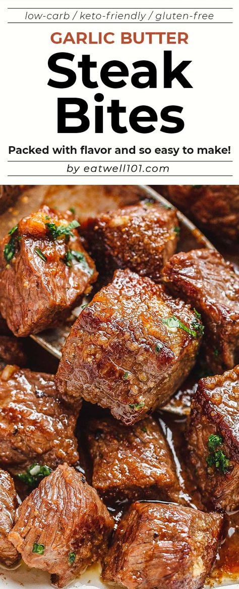 Garlic Butter Steak Bites, Butter Steak Bites, Steak Bites Recipe, Butter Steak, Stew Meat Recipes, Healthy Meat Recipes, Healthy Meats, Garlic Butter Steak, Easy Meat Recipes