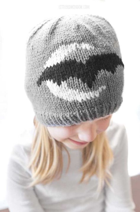 Knit Hat Pattern Easy, Bat Hat, Spooky Pattern, Spooky Moon, Rib Stitch Knitting, Duplicate Stitch, Gray Hat, Halloween Hat, Hat Knitting Pattern