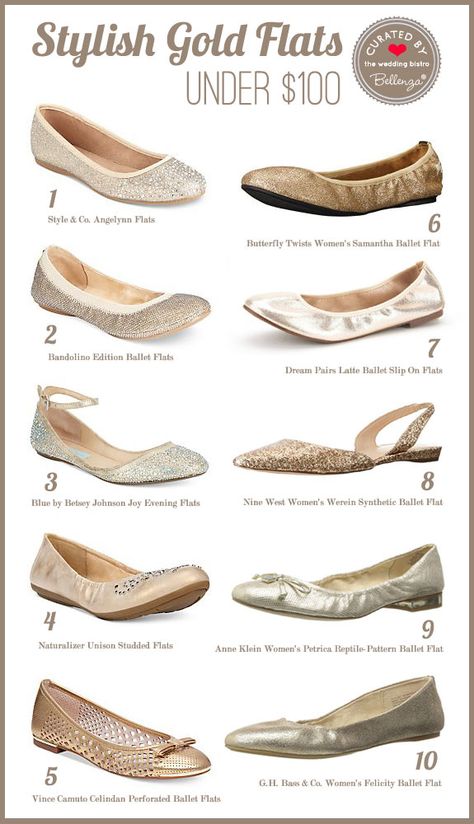 Gold Ballet Flats for Weddings for Under $100 // curated by the Wedding Bistro at Bellenza. Wedding Shoes Ballet Flats, Gold Bridesmaid Shoes, Fun Wedding Ideas, Beach Wedding Bridesmaid Dresses, Music Themed Wedding, Bridal Party Attire, Blue By Betsey Johnson, Wedding Bachelorette Party, Curated Wedding