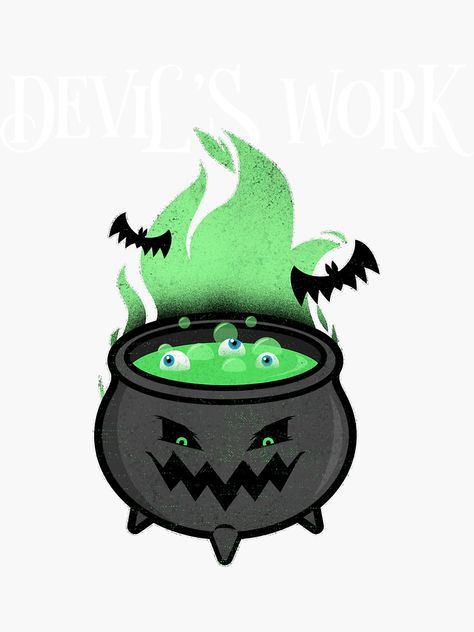 Sticker « Le travail du diable | Vacances d'Halloween | Chaudron du diable effrayant », par Ainbowz-Artwork | Redbubble Les Oeuvres, Doodles, Mario Characters, Halloween, For Sale, Fictional Characters, Art