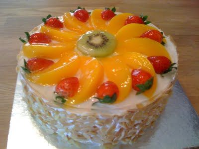 Cookiss @ Sheryl's Kitchen: Fruity Birthday Cake Fruit Flan Cake, Eggless Fruit Cake Recipe, Flan Cake Recipe, Fruit Flan, Cake Decorated With Fruit, Fresh Fruit Cake, Flan Cake, Springform Pan Cake, Fruit Cakes