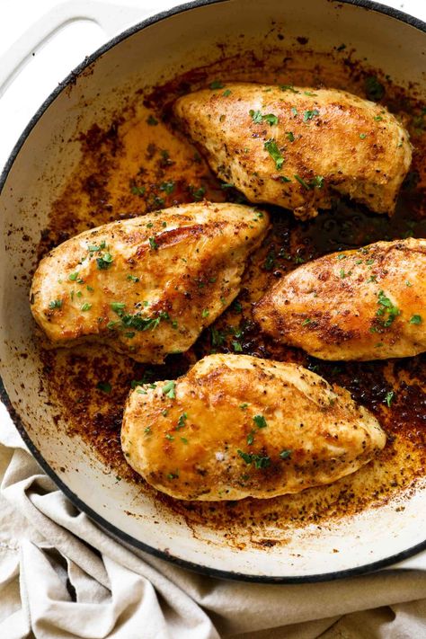 Honey Garlic Soy Sauce Chicken, Cast Iron Skillet Chicken Breast, Iron Skillet Chicken Breast, Skillet Chicken Breast, Dutch Oven Chicken Breast, Iron Skillet Chicken, Split Breast Chicken Recipes, Cook Frozen Chicken, Chicken Breast Oven Recipes