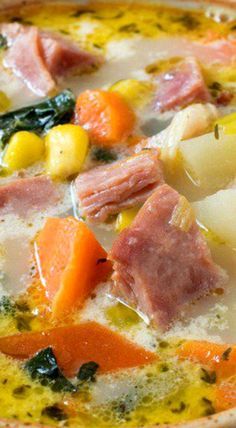 Ham Noodle Soup Recipes, Leftover Ham Recipes Soup, Veggie Potato Soup, Ham And Vegetable Soup, Ham And Bean Soup Recipes, Leftover Ham Bone, Ham And Cabbage Soup, Ham Soup Recipes, Ham Bone Soup