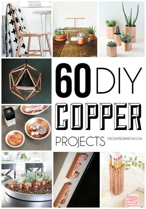 Gathered together are 60 DIY Copper Projects, these are the best of the best Copper Projects to help inspire you and your home decor trends. Copper Projects, Jennifer Maker, Diy Copper, Diy Projektit, Copper Decor, Copper Diy, Crafty Diy, Home Decor Trends, Handmade Home Decor