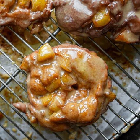 Vegan Apple Fritters with Apple Cider Glaze - Cinnamon Snail Vegan Apple Fritters, Apple Fritter Donut, Apple Fritter Bites, Apple Cider Glaze, Apple Fritter, Kids Help, Donut Recipe, Vegan Apple, Apple Fritters