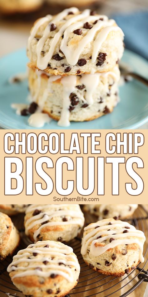 These Chocolate Chip Biscuits start with a delicious and easy buttermilk biscuit recipe that gets sweetened and studded with chocolate chips. Then they all get drizzled with a decadent sweet whipping cream glaze! Buttermilk Biscuit Recipe, Buttermilk Biscuits Easy, Chocolate Chip Biscuits, Buttermilk Biscuit, Buttermilk Biscuits Recipe, Bisquick Recipes, Chocolate Biscuits, Biscuit Rolls, Biscuits Easy