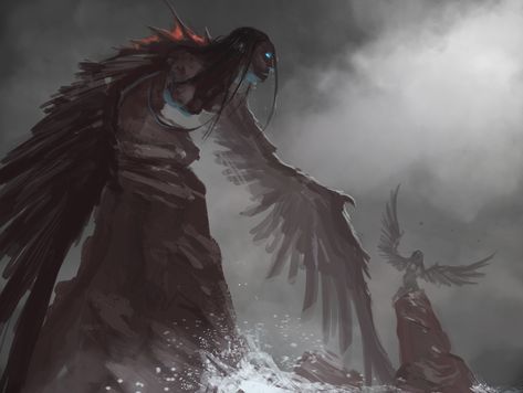 ArtStation - 30 minutes speedpaints, Diana Franco Sirens Greek Mythology, Greek Monsters, Angel Demon, Mythological Creatures, Greek Myths, Creature Concept, Monster Art, Sirens, Creature Design