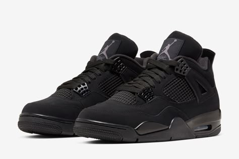 Air Jordan 4 Retro "Black Cat" / 2020 Release Date - EUKICKS Jordan Fours, Wallpaper Jordan, Air Jordan 4 Black Cat, Jordan Black Cat, Black Cat 4s, Air Jordan Iv, Jordan Iv, Calming Patterns, Jordan 4 Black