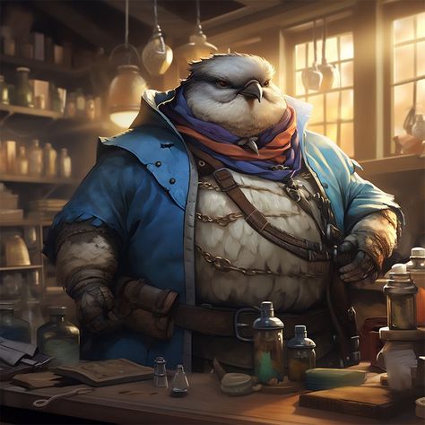 Plump Birdfolk Merchant for your RPG. Want this for your game or project? Visit our Patreon to get this and other fantasy RPG items, characters, spells, monsters, and environments! Rpg Items, Pirate Adventure, Patreon Logo, Minor Character, Dnd Art, Fantasy Story, Fantasy Armor, Ex Machina, Big Adventure