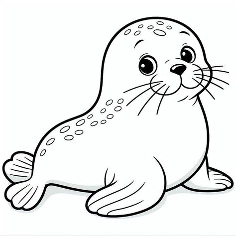 Seal Coloring Page, Drawing Ideas Sea Animals, How To Draw Ocean Animals, Colouring Pages For Kids Easy, Sea Animals Coloring Pages, Kids Colouring Printables, Octopus Coloring Page, Cartoon Sea Animals, Cute Octopus