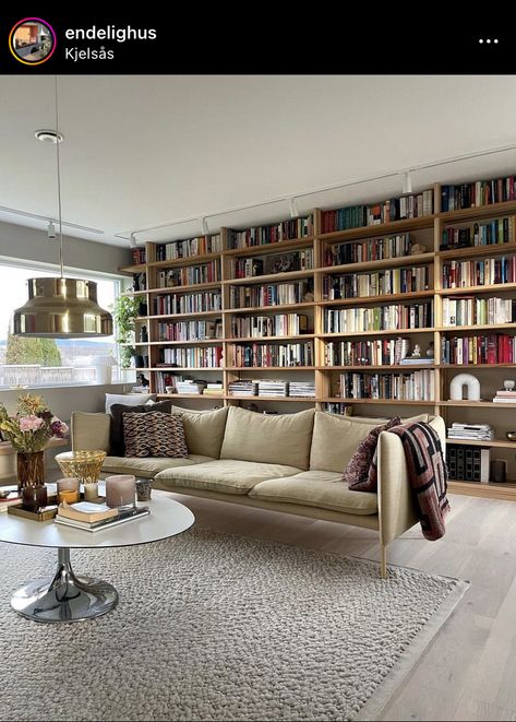 Big Wall Bookshelves, Bookshelf Wall Behind Couch, Bookcase Behind Couch, Bookshelves Behind Couch, Bookshelf Behind Couch, Living Room Bookshelves, Floor To Ceiling Bookshelves, Home Library Rooms, Home Bookshelves