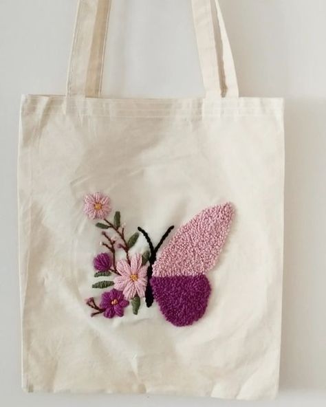 Punch Needle Canvas, Embroidery Hoop Art Diy, Handmade Fabric Bags, Simple Hand Embroidery Patterns, Diy Embroidery Designs, Diy Bag Designs, Diy Bags Patterns, Punch Needle Patterns, Diy Embroidery Patterns