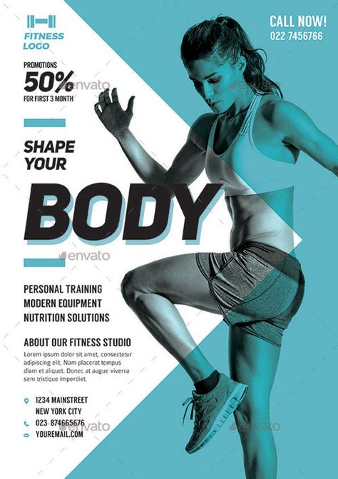 Fitness Flyer Design Personal Trainer, Personal Trainer Flyer, Gym Advertising, Gym Flyer, Fitness Flyer, Training Design, Gym Poster, Ads Creative Advertising Ideas, Boot Camp Workout