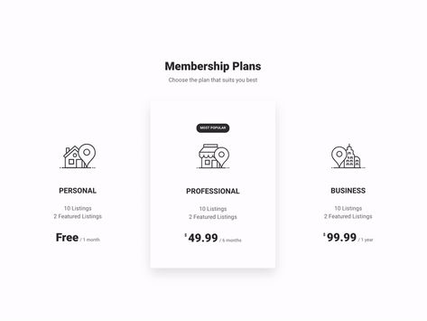 Membership Plans by Marius Nastase on Dribbble Cart Page Web Design, Rate Card Design, Membership Form Design, Membership Website Design, Membership Design, Pricing Page Web Design, Membership Site Design, Web Design Pricing, Slide Presentation