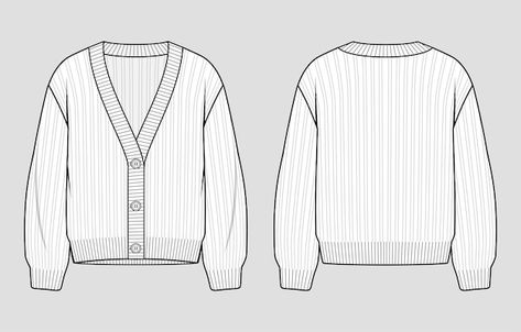 Technical Sketch, Fashion Vector, Shirt Drawing, Cardigan Design, Knitting Women Cardigan, Illustration Fashion Design, Clothing Mockup, Fashion Design Sketches, Fashion Line