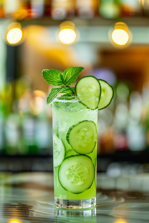 Cucumber Sake Cooler Japanese Cocktails, Light Cocktails, Light Appetizers, Classic Cocktail Recipes, Cucumber Juice, Homemade Syrup, Mint Sprig, Thai Dishes, Classic Cocktail