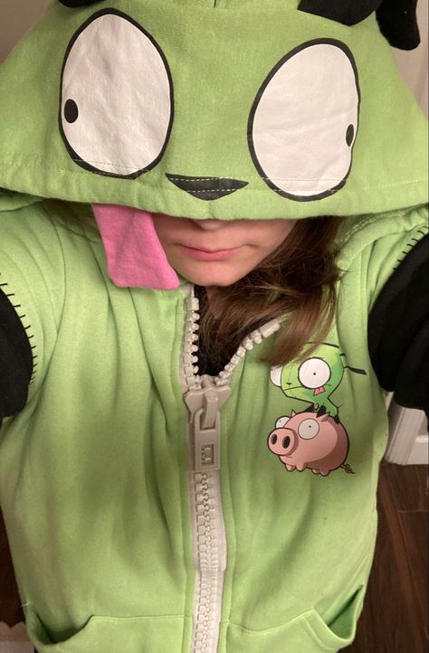 Invader Zim Gir Hoodie, Invader Zim Jacket, Zac Core, Invader Zim Hoodie, Scene Jacket, Scenecore Outfit, Scene Kid Fashion, Silly Clothes, Gaming Hoodie