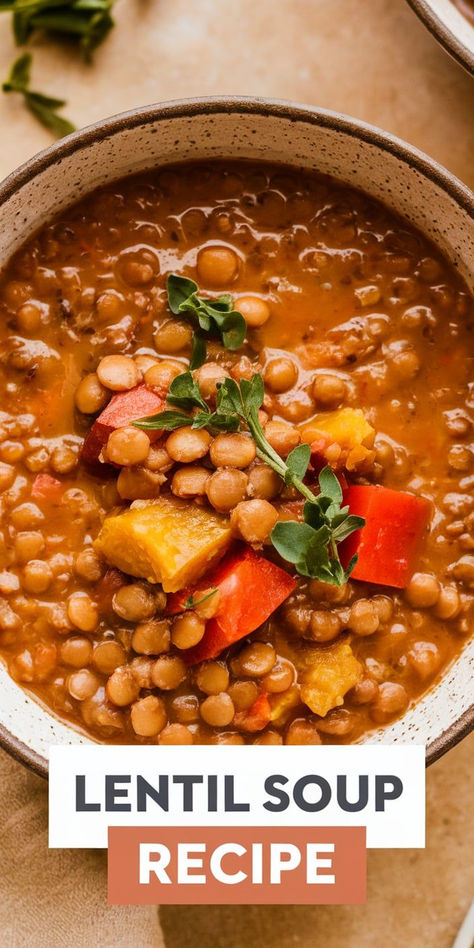 Savor the warmth and richness of this homemade Lentil Soup! With earthy lentils, aromatic vegetables, and a flavorful broth, it’s a wholesome, satisfying meal for any time of year. Lentils Recipe Easy, Lintel Recipes, Recipes For Lentils, Lentil Soup Recipe Easy, Vegetarian Lentil Recipes, Lentil Soup Crockpot, Lentil And Bacon Soup, Homemade Lentil Soup, Easy Winter Soups