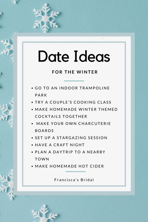 Whether you are in the midst of a winter wonderland or simply looking to spice up your date nights, we have created a list of 50 fun winter date ideas that will make this season unforgettable! From snowy outdoor adventures to warm fireside dates, we have got you covered for a season filled with love during the cold winter months! | Winter couple date ideas | Winter couple date night | Winter bucket list for couples | Winter bucket list ideas | Winter dates for couples | Fun winter date ideas |❓#LoveStory #RomanticEncounters #HeartfeltConnections #DateNightIdeas #SoulmateSearch #FlirtyFridays #CandlelitDinners #StarryEyedMoments #LoveQuotes #DreamyDates #WhisperedPromises #AmourAdventures Winter Bucket List For Couples, Bucket List Ideas Winter, Date Ideas Winter, Winter Bucket List Ideas, Dates For Couples, Date Night Winter, Couple Date Ideas, Winter Dates, Wine And Paint Night