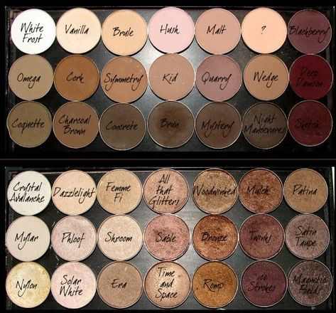 MAC EYESHADOWS~Favorite Non Shimmer Neutrals - Brule, Kid, Cork & Charcoal Brown | Favorite Shimmer Neutrals - All That Glitters, Satin Taupe & Woodwinked Mac Cork, Mac Makeup Eyeshadow, Mac Makeup Looks, Best Mac Makeup, Penyimpanan Makeup, Pijamas Women, Magical Makeup, Makeup Palettes, Feeling Pretty