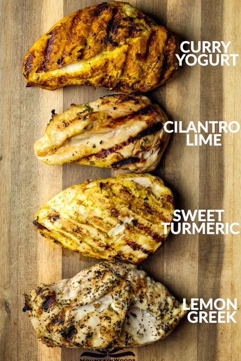 Four unique chicken marinades perfect for adding delicious flavor to your chicken before grilling or baking. Minimal ingredients, incredible flavor! Just Bare Chicken, Easy Chicken Marinade, Pastas Recipes, Ambitious Kitchen, Chicken Recipes Video, Overnight Oat, Chicken Marinade, George Foreman, Pita Chips