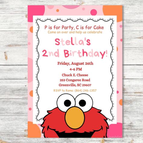 Elmo Invitations, Elmo Birthday Invitations, Elmo First Birthday, Monster Invitations, Kids Invitation, Invitation 1st Birthday, Birthday Milestone Board, Elmo Birthday Party, Elmo Party