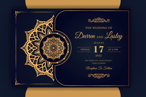 Luxury Mandala Wedding Invitation Card template with pattern Arabic Islamic background Islamic Wedding Invitations Template, Wedding Card Writing, Engagement Invitation Design, Wedding Invitation Card Wording, Islamic Wedding Invitations, Mandala Wedding Invitation, Invitations Background, Wedding Invitations Template, Mandala Wedding