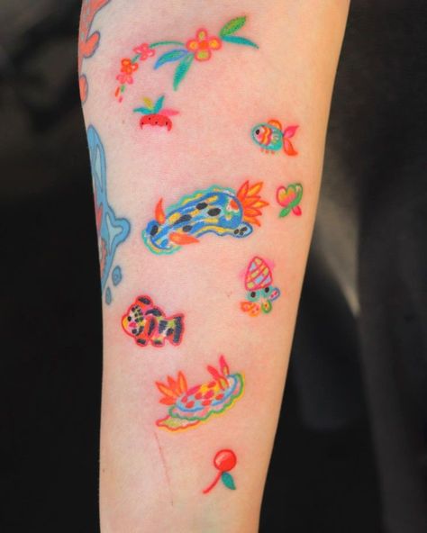 Colorful Leg Tattoos, Pastel Tattoo, Rainbow Tattoo, Colorful Tattoo, Bright Tattoos, Rainbow Tattoos, Funky Tattoos, Small Tats, Cute Little Tattoos