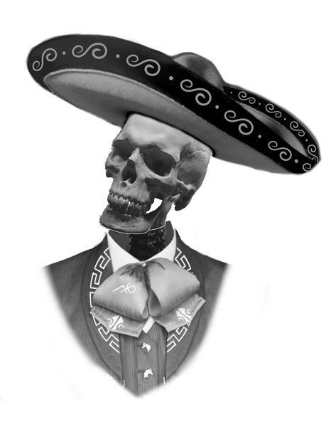 Skull With Hat Tattoo, Charro Skull Tattoo, Charro Hat, Skull With Hat, Hat Tattoo, Skull Rose Tattoos, Rose Tattoos, Skull Tattoo, Tattoos