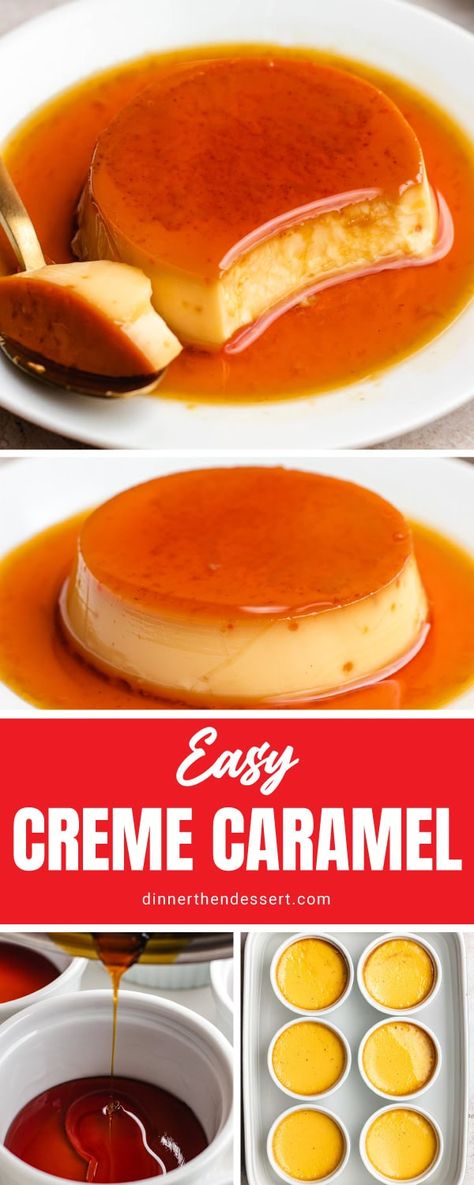 Creme Caramel Recipe Easy, Cooking Cream Recipes, Cream Caramel Recipe, Custard Filling Recipe, Creme Caramel Recipe, Baked Custard Recipe, Custard Baked, Caramel Custard Recipe, Dessert Custard