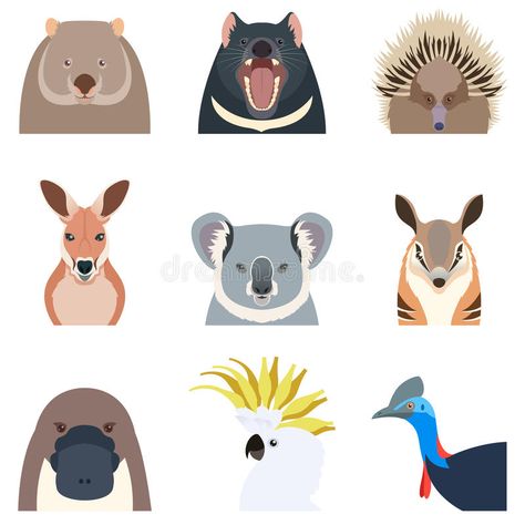 Australian animals flat icons vector illustration Australian Mammals, Australian Icons, Animal Icon, Flat Icons, Australian Animals, Flat Icon, Animal Logo, Free Vector Art, Animal Illustration