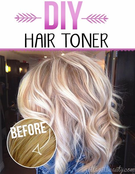 DIY Hair Toner for Gorgeous Color. Gottagetbeauty.com Toner For Bleached Hair, Diy Bleach Hair, Toning Blonde Hair, Diy Hair Toner, Diy Hair Conditioner, Lighten Hair Naturally, Toner For Blonde Hair, Japanese Hair Straightening, Diy Hair Oil