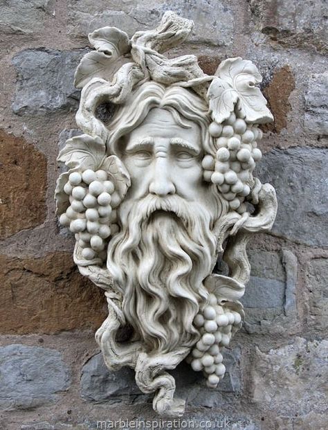 Green Man Sculpture, Marble Inspiration, Garden Wall Plaque, The Green Man, King Midas, Stone Ornaments, Wood Spirit, Bearded Man, Garden Ornament