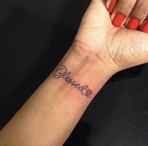 Blessed Tattoo, 16 Tattoo, Cute Hand Tattoos, Tattoos For Black Skin, Red Ink Tattoos, Small Wrist Tattoos, Pretty Tattoos For Women, Dope Tattoos For Women, Wrist Tattoos For Women