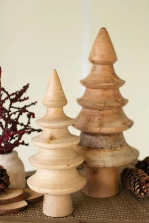 Love these set of Christmas trees Holiday decor / Christmas decor / wood trees / tabletop trees Mango wood carved trees Follow my shop @blessedhouseofthree on the @shop.LTK app to shop this post and get my exclusive app-only content! #liketkit #LTKsalealert #LTKhome #LTKHoliday @shop.ltk https://liketk.it/4mfJJ Turned Christmas Trees, Wood Christmas Trees, Holiday Mantel Decor, Holiday Mantel, Holiday Tree Decorations, Christmas Tree Set, Farmhouse Holiday, Wood Christmas Tree, Wood Christmas