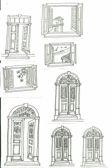 Window Ink Drawing, Calf Placement Tattoos, How To Draw A Window Step By Step, Aesthetic Door Drawing, House Tatoos Ideas, Aesthetic Window Drawing, Window Drawing Aesthetic, Front Door Tattoo, Window Tattoo Ideas