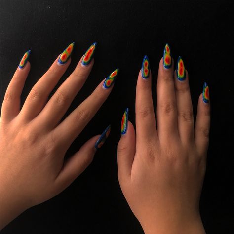 Heat Thermal Nails, Temperature Nails Designs, Infrared Nails Design, Thermal Heat Nails, Infrared Nails, Heat Map Nails, Thermal Nails Designs, Temperature Nails, Pride Nails Designs Acrylic