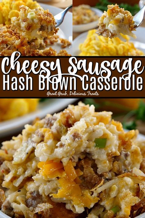 Cheesy Sausage Hashbrown Casserole, Sausage Hash Brown Casserole, Breakfast Casserole With Hashbrowns, Hashbrown Casserole Recipe, Delicious Breakfast Casserole, Sausage Hash, Hashbrown Casserole, Hashbrown Recipes, Hash Brown Casserole