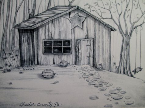 Black and White Country Farm Shed Original Design Fine Art Print Chester County Pa Countryside Farm Pencil Drawing Rustic Shed with Pumpkins by DreanasDragonflyPie on Etsy Shed Drawing, Barn Drawing, Cool Sheds, Farm Windmill, Rustic Shed, Abstract Art Projects, Drawing Black And White, Farm Shed, Pencil Drawings For Beginners