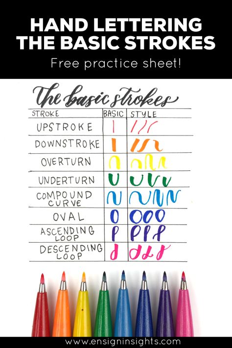 Calligraphy Strokes, Brush Letters, Letras Cool, Hand Lettering Practice Sheets, Free Calligraphy, Hand Lettering For Beginners, Hand Lettering Worksheet, Learn Hand Lettering, Typography Book