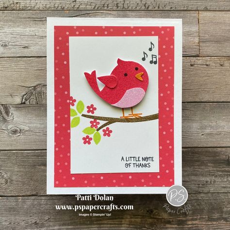 Stampin Up Bird Punch, Sweet Song Birds Stampin Up Cards, Stampin Up Sweet Songbirds Cards, Stampin Up Sweet Songbirds, Sweet Songbirds, Song Birds, Tim Holtz Cards, Stamping Cards, Handmade Thank You Cards