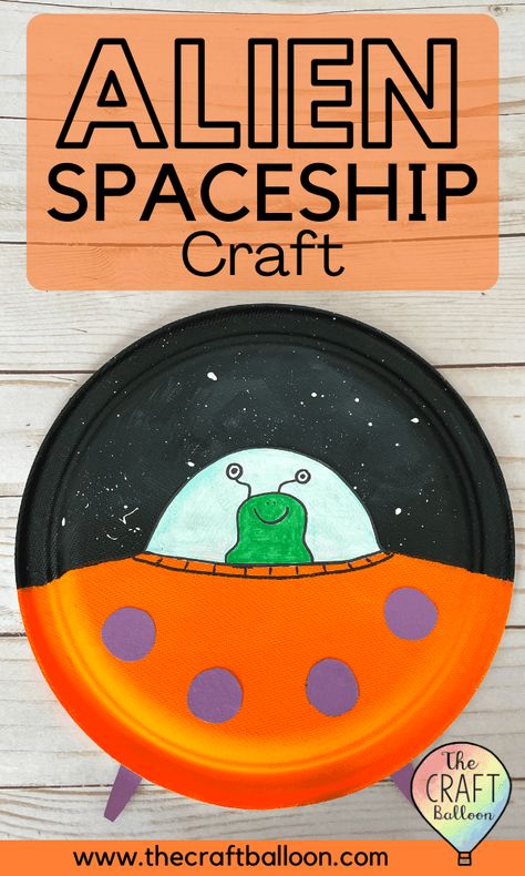 alien spaceship craft for kids Spaceship Craft For Kids, Spaceship Craft, Alien Craft, Minimalist Homeschool, Craft At Home, Alien Crafts, Library Crafts, Easy Toddler Crafts, Scout Camp