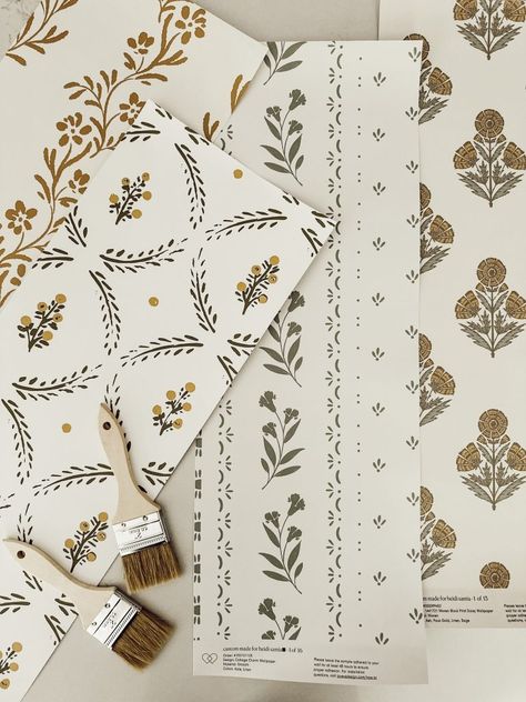 Transforming your home has never been easier and more fun than with Love vs Design’s custom, removable easy DIY wallpaper. Block Print Ideas, Block Print Designs, Vintage Inspired Bedroom, Block Print Wallpaper, Cottagecore Home Decor, Fall Color Schemes, Cozy Cottagecore, Decorate For Fall, Fall Candle Scents